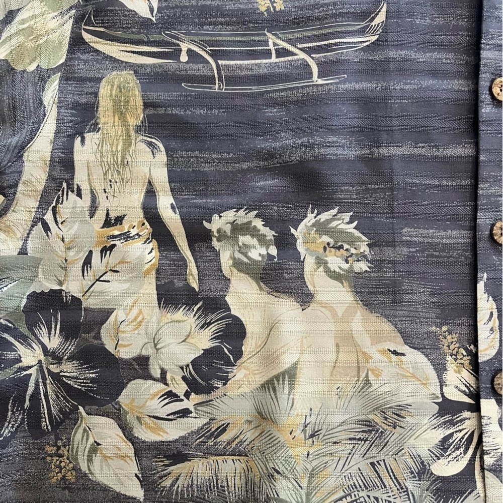 🌴 Tommy Bahama 100% Silk Hawaiian Shirt XL | Scenic Print Resort Wear - Picture 6 of 9